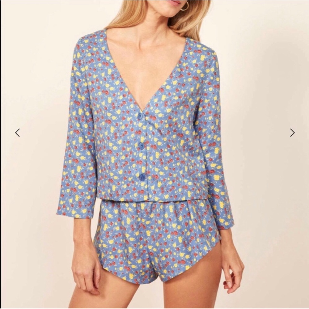 BLUE FLOWER Reformation Arabella PJ set